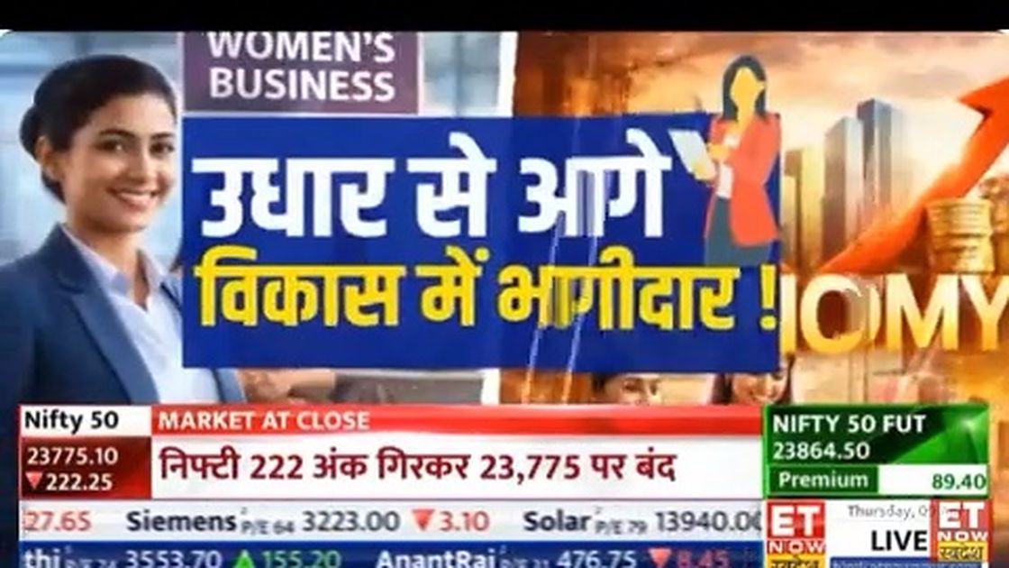 ET Now Swadesh title card: Women's Business, on women's share of credit