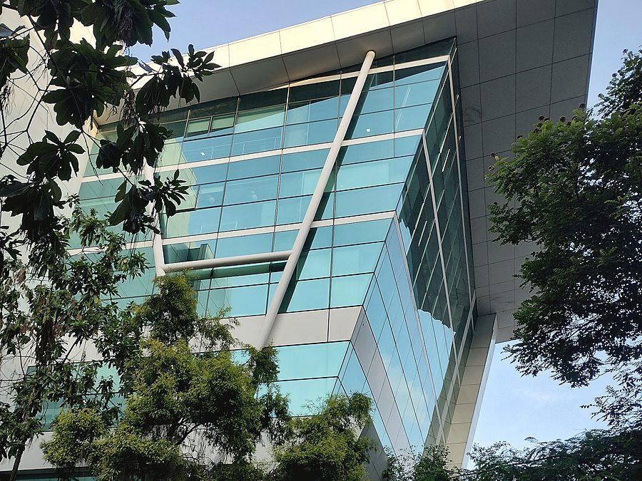 Glass office building in a Bengaluru technology park